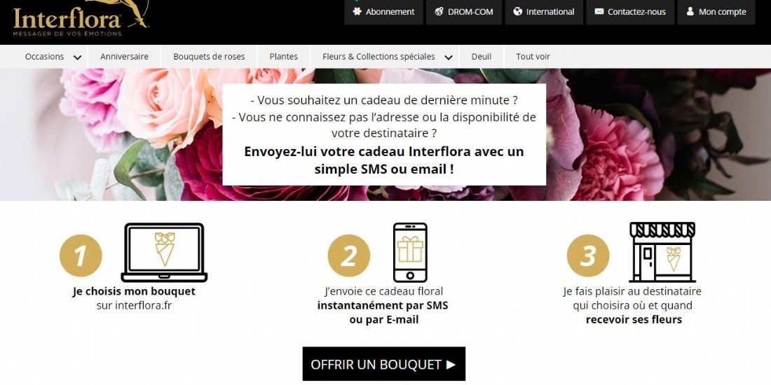Interflora propose la livraison de fleurs sans adresse